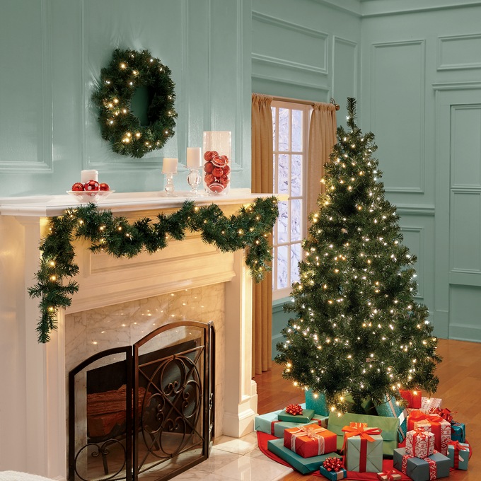 3-Piece Prelit Tree, Wreath and Garland Set, , large