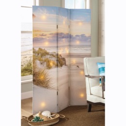 Lit Reversible Coastal Views Room Screen, , large
