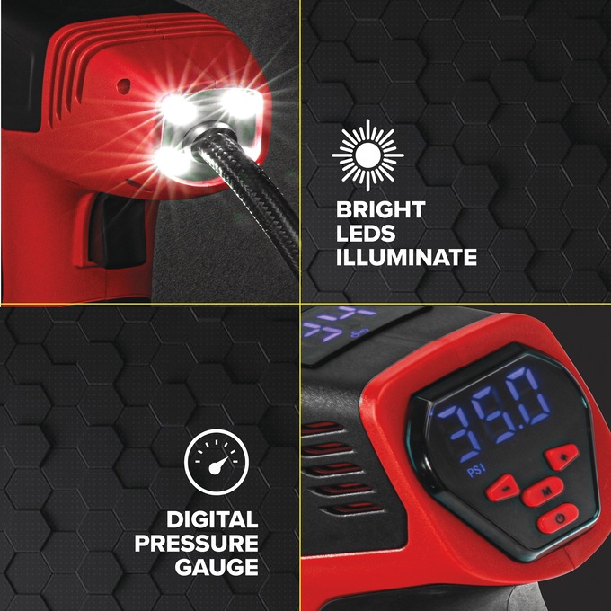 Bulllseye Pro Rechargeable Tire Inflator, , large