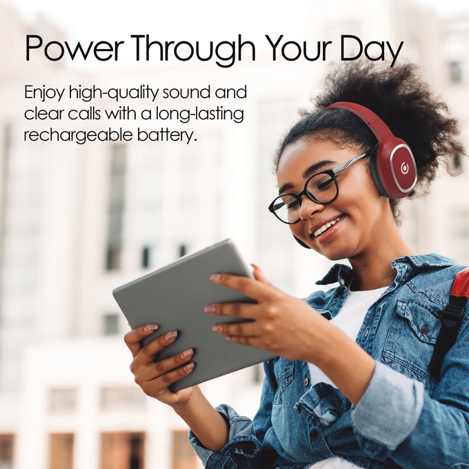 Core Innovations Wireless Bluetooth Headphones, Ruby, large