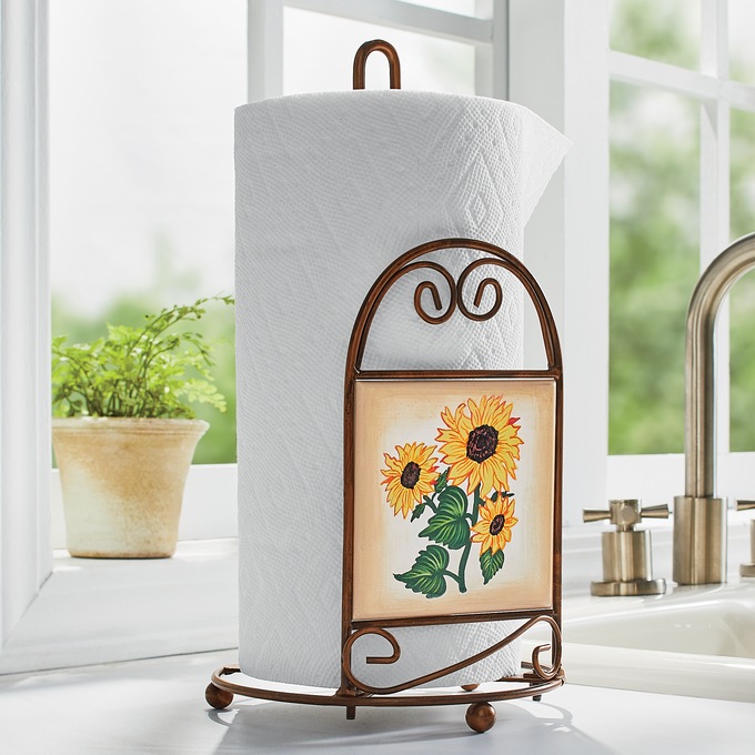 Scroll Sunflower Paper Towel Holder, , large
