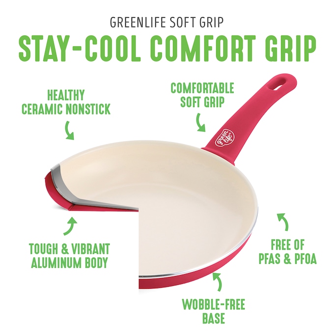 Set of 2 Greenlife Soft-Grip Ceramic Saucepans, , large