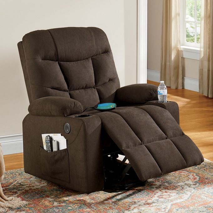Colton Lift Recliner with Heat & Massage, Brown, large