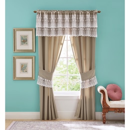 5-Piece Cheryl Lace Trim Window Set, , large