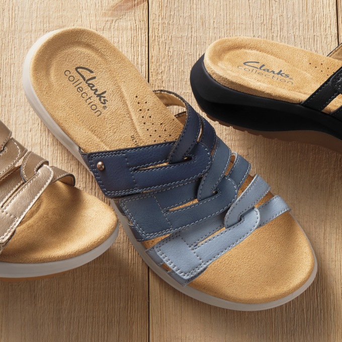 Clarks Leather Maelynn Abby Slide with Hook-and-Loop Closure, , large