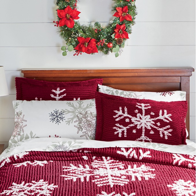 Snowflake Chenille Sham, , large