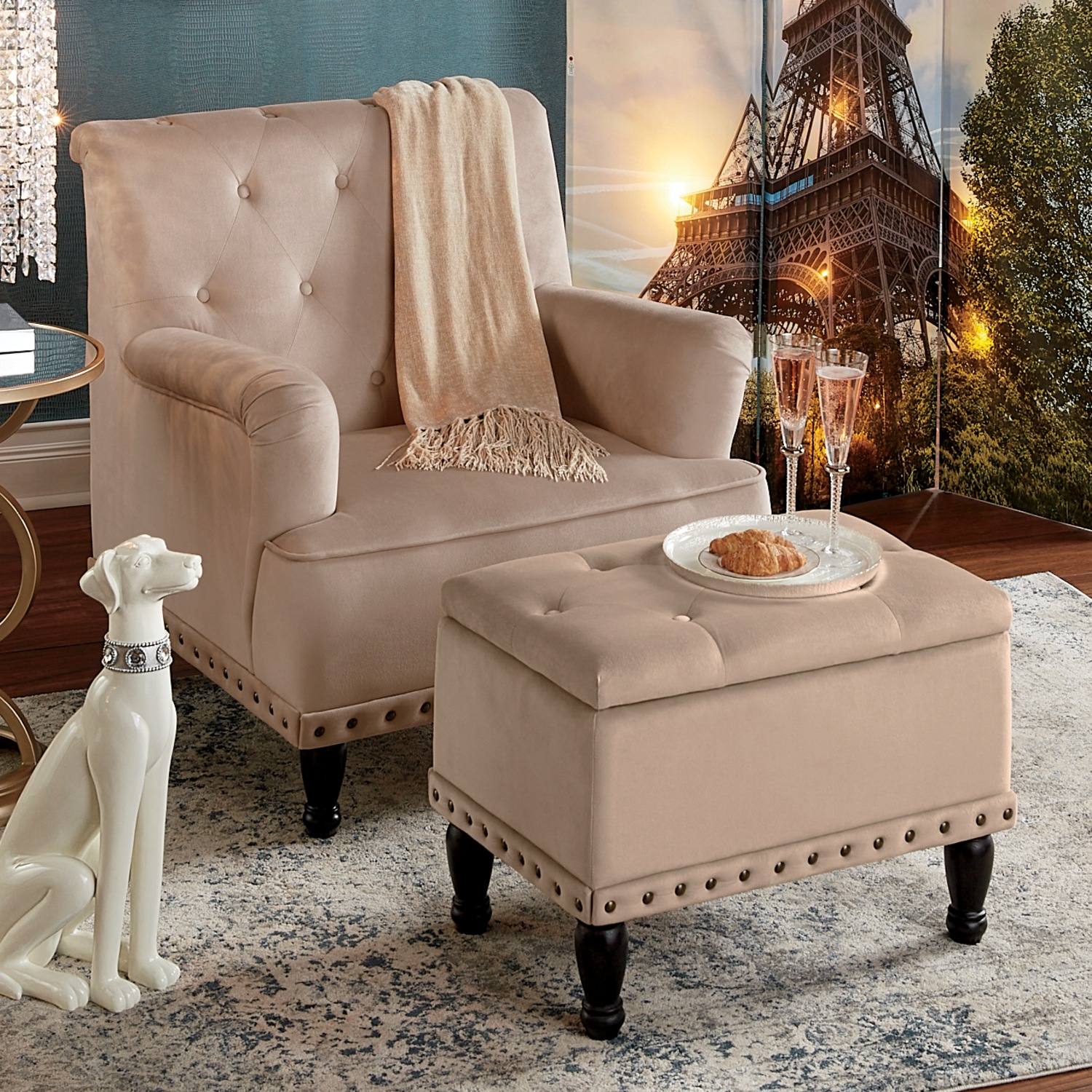 Large armchair with ottoman deals