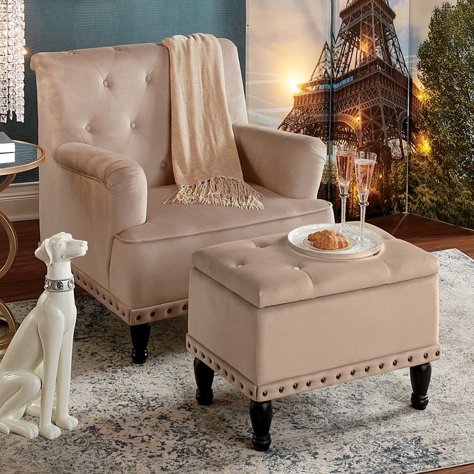 Nailhead chair outlet and ottoman