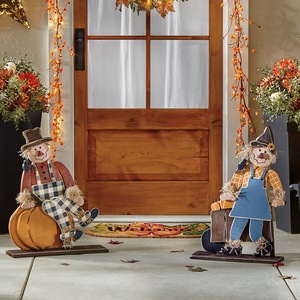 Chunky Wood Scarecrows - Buy Both and Save, , large