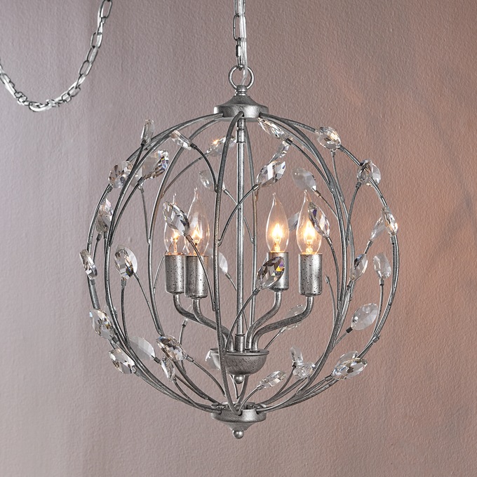 Round Crystal Swag Lamp, , large