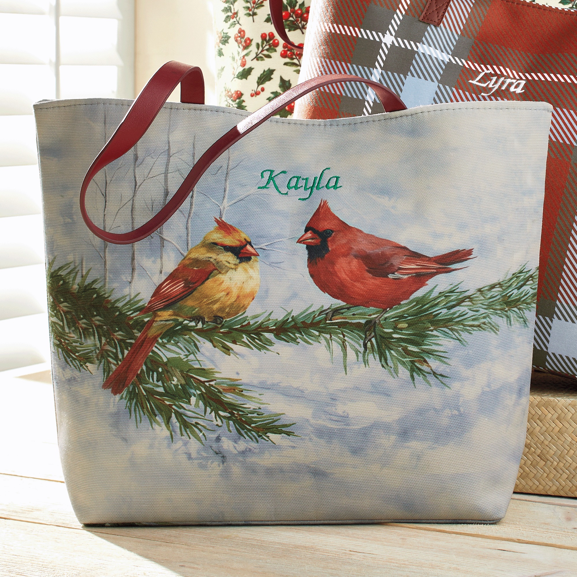 Holiday Canvas Tote, Cardinals, large