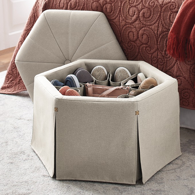 Waverly Shoe Storage Ottoman, , large
