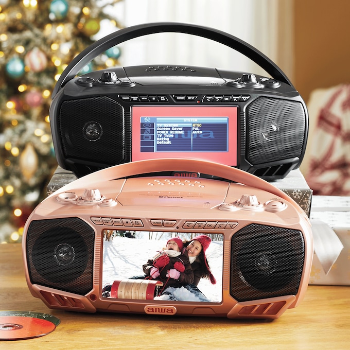 Aiwa Portable 7" Screen DVD Boom Box with Bluetooth, , large