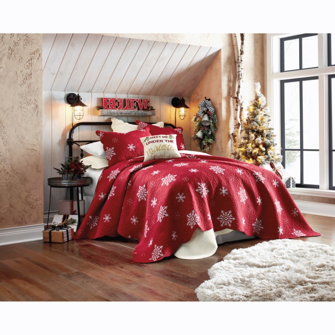 Embroidered Snowflake Quilt, , large