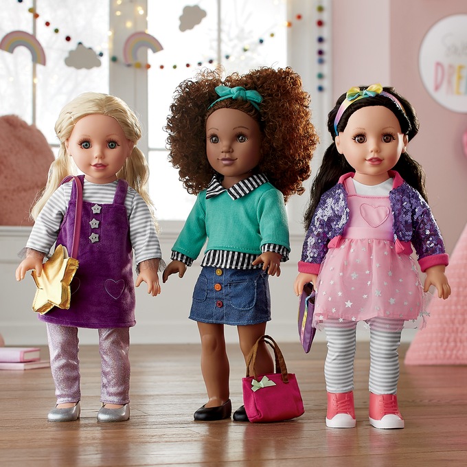 18" Style Girls Dolls with Outfits, , large