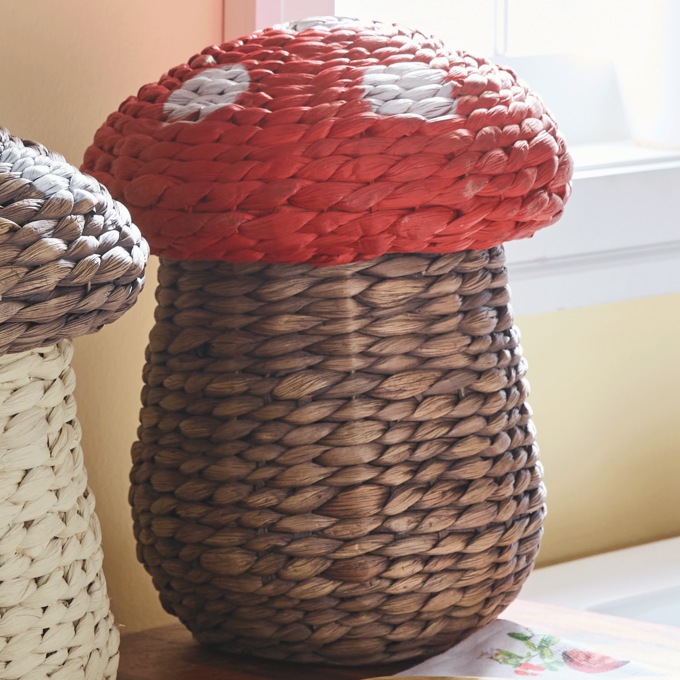 Mushroom Figural Basket, Red Brown, large