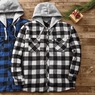Men's Flannel with Fleece Hoodie, , large