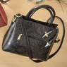 Embossed Floral Satchel with Crossbody Strap, , large