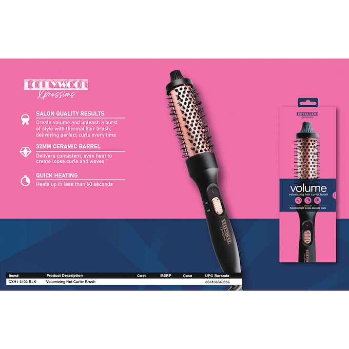 Volumizing Hot Curler Brush, Black, large