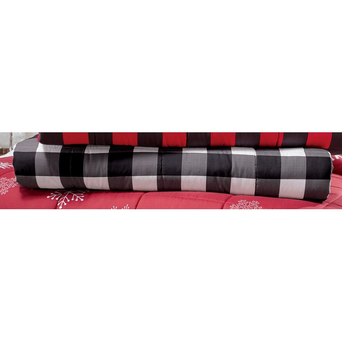 Reversible Printed Down-Alternative Sherpa Blanket, , large