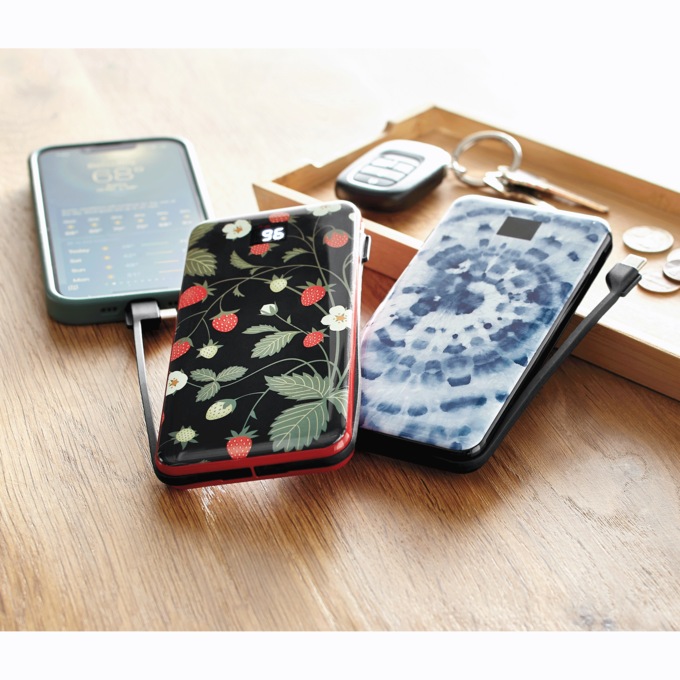 Slim Power Bank with Cables, , large