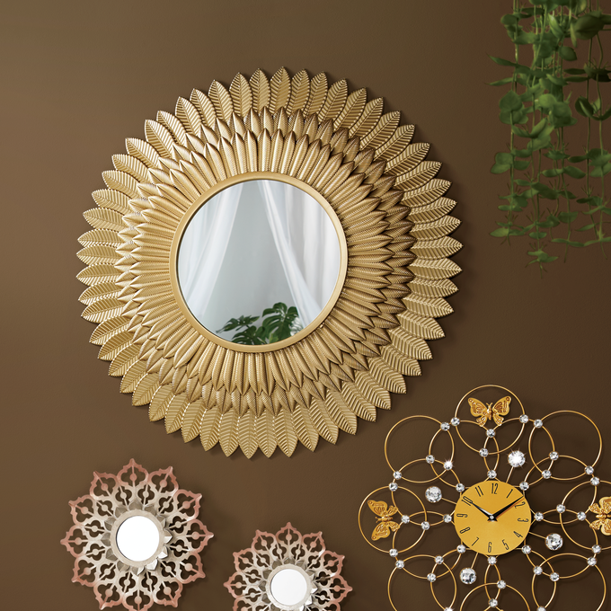 Gold Flower Wall Mirror, , large