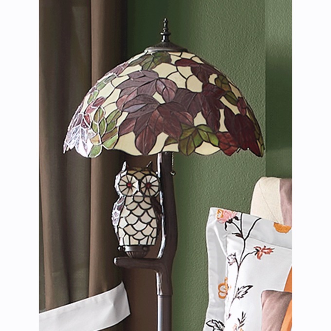 Stained Glass Owl Floor Lamp, , large