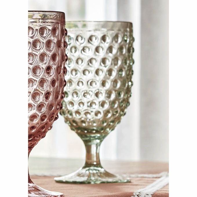 Set of 4 Martha Stewart Hobnail Goblets, Green, large