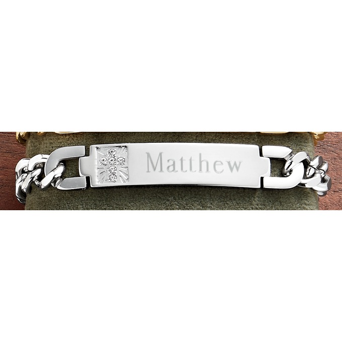 独特な Men's Name Stainless Steel Cubic Zirconia Bracelet | Ginny's その他