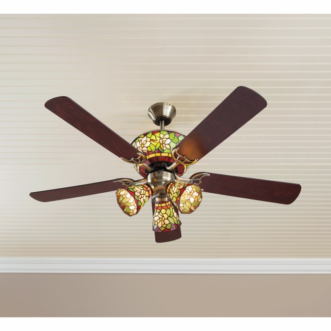 Stained Glass Magnolia Ceiling Fan, , large
