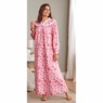 Flannel Cotton Nightgown with Lace Trim, , large