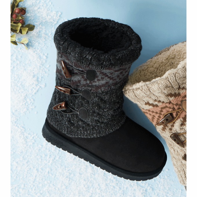 Essentials Cheryl Sweater Toggle Boot by MUK LUKS, Ebony Marl, large