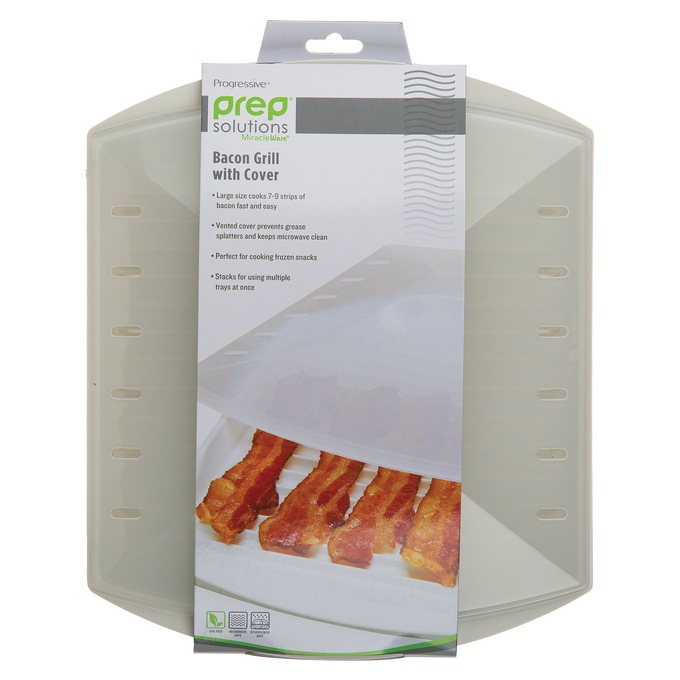 Progressive Microwave Bacon Grill with Cover and Fat-Draining Design, , large