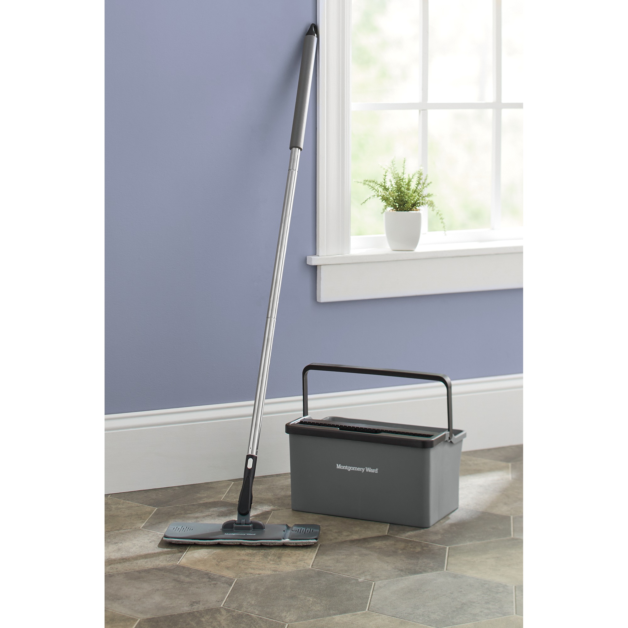 Montgomery Ward Personalized Flat Mop with Squeeze Bucket, , large