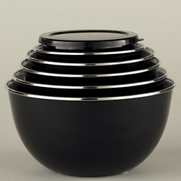Set of 6 Steel Bowls with Plastic Lids, , large