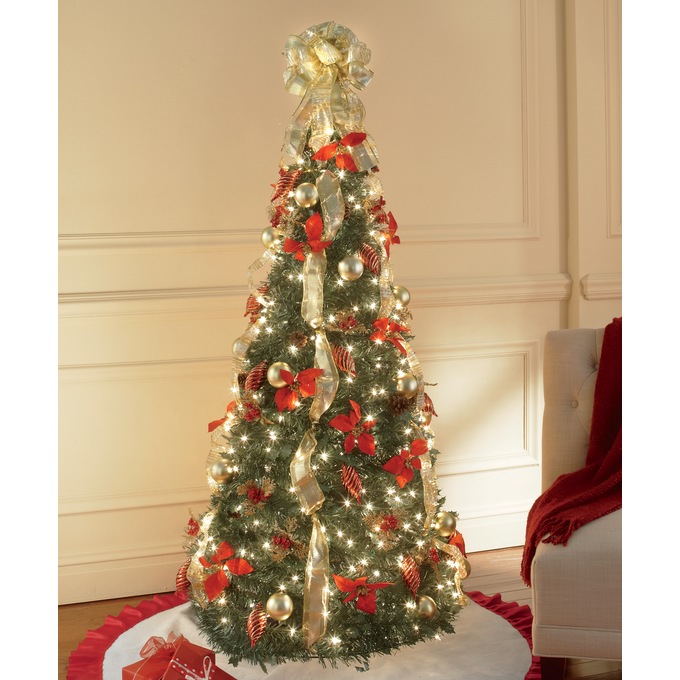 Poinsettia 6-Foot Pre-Lit Pop-Up Christmas Tree | Ginny's