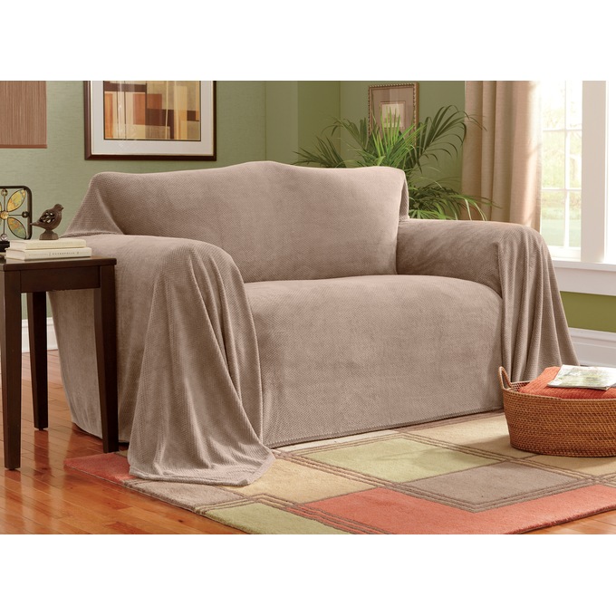Textured Plush Furniture Throw, , large