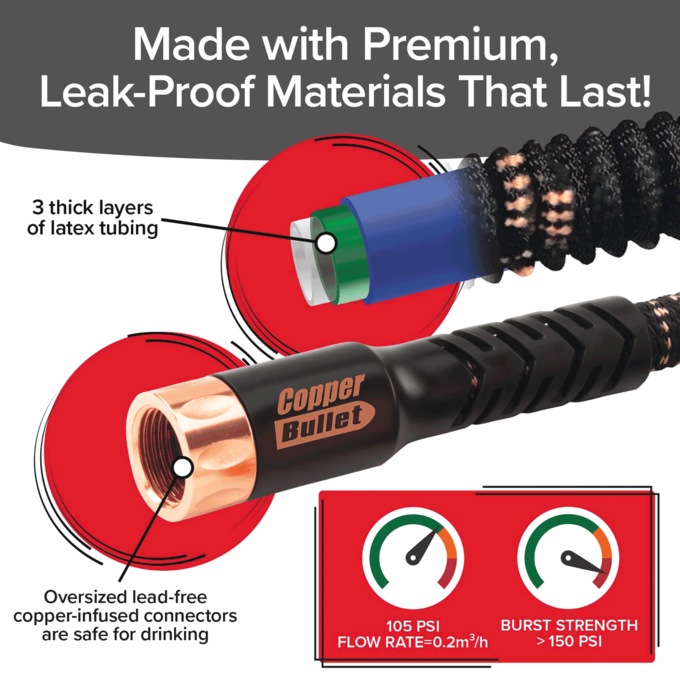 Copper Bullet Expanding 100-Foot Garden Pocket Hose, , large