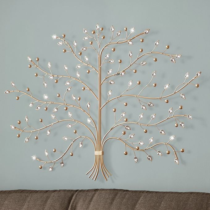 Jeweled Metallic Tree Wall Art, , large