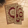 4-Piece Plush Floral Kirman Rug Set with Runner and Mats, Burgundy, large