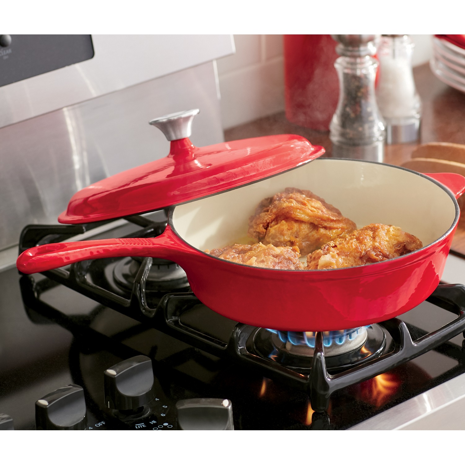 3Qt. Enameled Cast Iron Chicken Fryer Ginny's