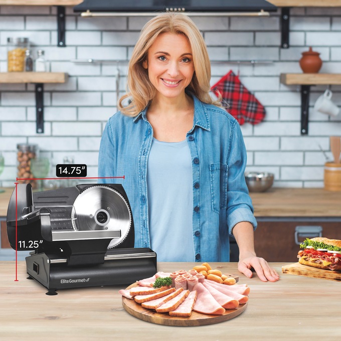 Elite Gourmet Electric Meat Slicer, Black, large