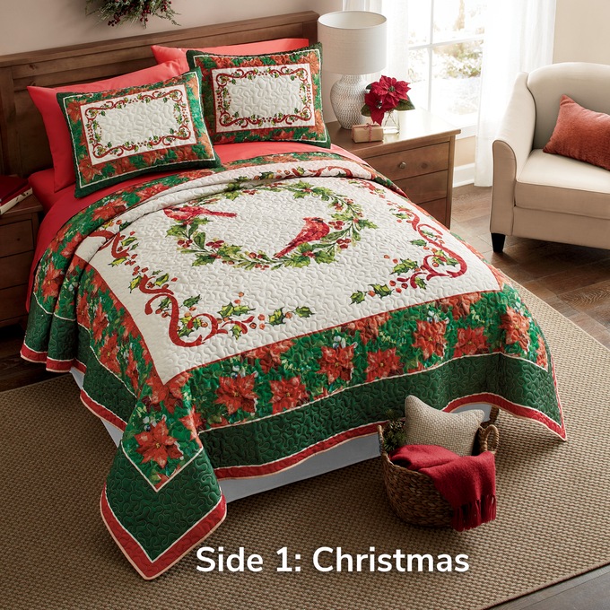 Reversible Holiday Quilt, Multi, large