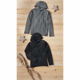 2-Pack Thermal Henley Hoodies with Long Sleeves in Waffle Knit, , large