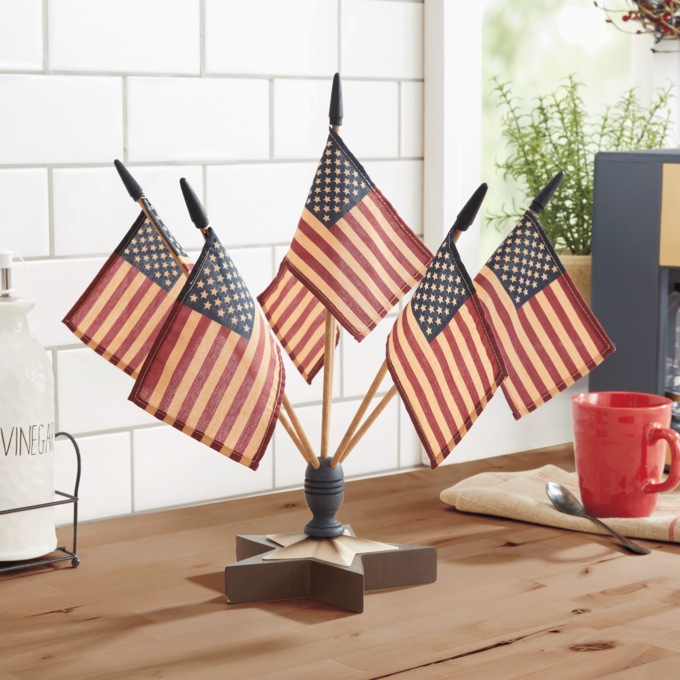 Set of 6 Flags with Star Holder, , large