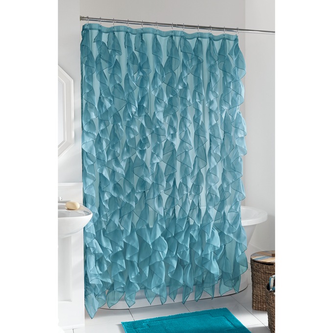 Cascade Shower Curtain, Teal, large