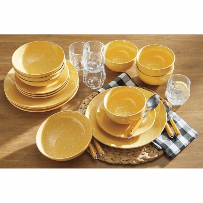 20-Piece Speckled Dinnerware Set, Yellow, large