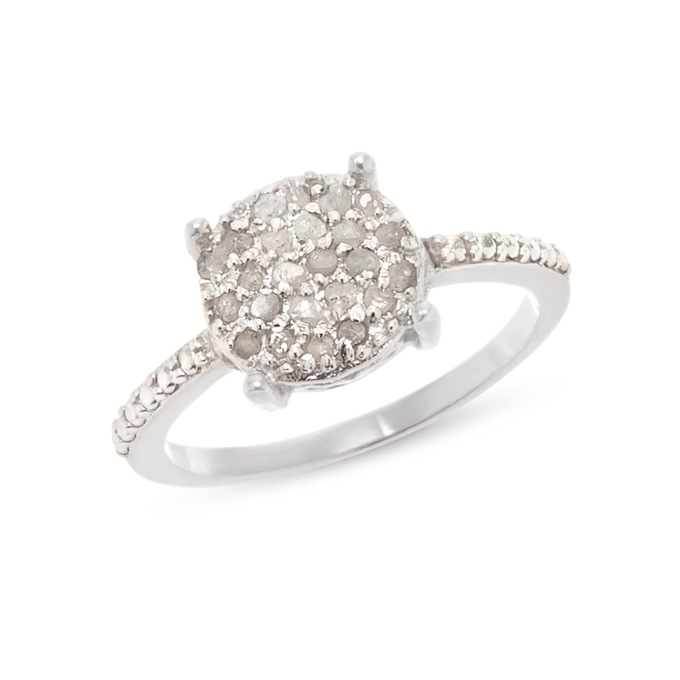 Diamond Round Cluster Ring, , large