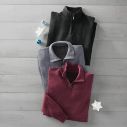 3-Pack Men's Quarter-Zip Sweaters, , large
