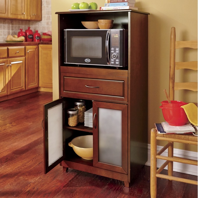 Microwave Storage With Glass Door Cabinet Ginny S